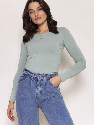 Long Sleeve Top In Mint