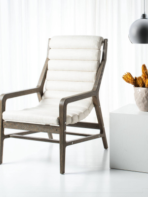 Delaney Channel Tufted Chair White - Safavieh