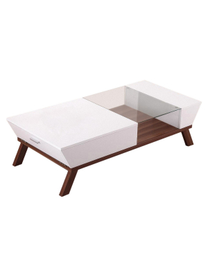 Enitia Lab Rectangular Coffee Table White/brown - Iohomes