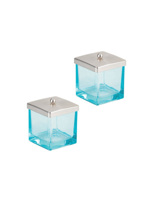 Mdesign Glass Storage Apothecary Jar For Bathroom Vanity, 2 Pack