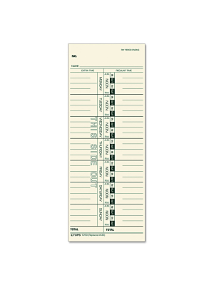 Tops Time Card For Acroprint/ibm/lathem/simplex Weekly 3 1/2 X 9 500/box 1259