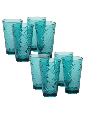 Certified International Diamond Acrylic Tumblers 20oz Teal - Set Of 8