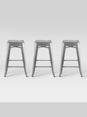 Set Of 3 Carlisle Backless Counter Height Barstool Natural Metal - Threshold™