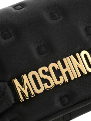 Moschino Logo Lettering Quilted Chain Wallet