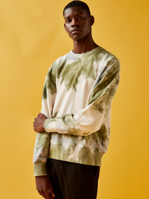 Khaki And Ecru Tie Dye Sweatshirt