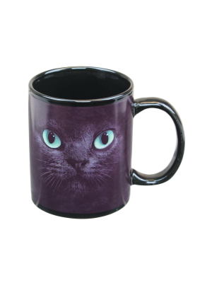 Just Funky Black Cat With Green Eyes 11oz Coffee Mug