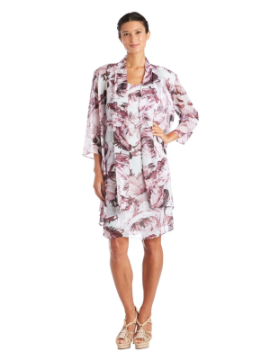 Two Piece Print Yuryu Chiffon With Lurex Jacket Dress