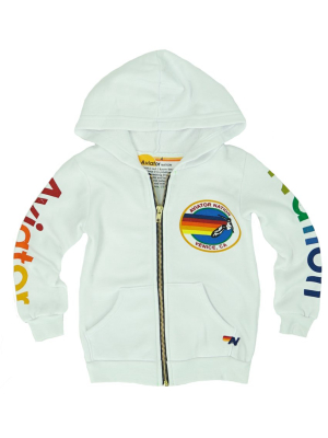 Kid's Aviator Nation Zip Hoodie - White