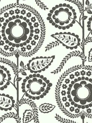 Pomegranate Bloom Wallpaper In Black And White From The Silhouettes Collection By York Wallcoverings