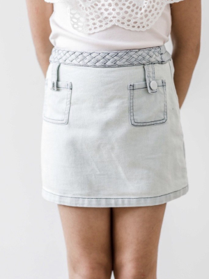 Petite Amalie Denim Plait Skirt