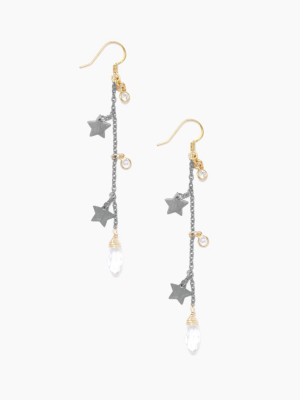 Star Fall Drop Earrings - Gunmetal Gray