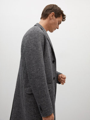 Wool-blend Micro Houndstooth Coat