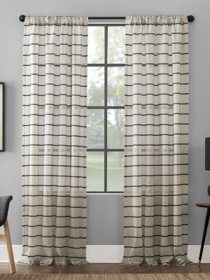 Twill Stripe Sheer Anti-dust Curtain Panel - Clean Window