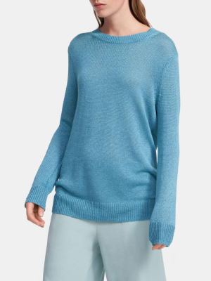 Crewneck Sweater In Linen-viscose