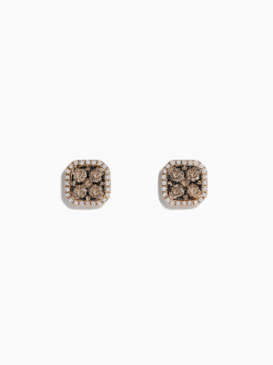 Effy 14k Rose Gold Espresso And White Diamond Earrings, 1.16 Tcw