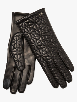Spade Flower Quilted Leather Gloves
