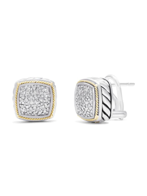 Effy 925 Sterling Silver & 18k Gold Accented Diamond Earrings, 0.22 Tcw