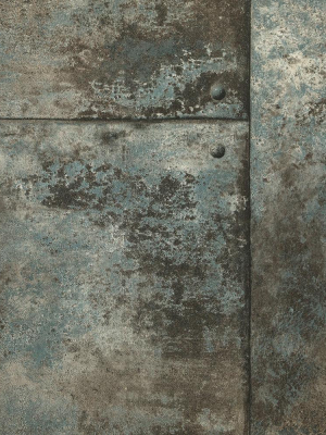 Rusty Panel Wallpaper In Steel Blue From The Precious Elements Collection By Burke Decor