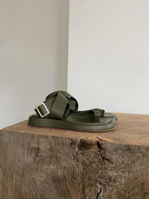 Gia X Rhw Flat Wrap Toe Sandal - Moss Green