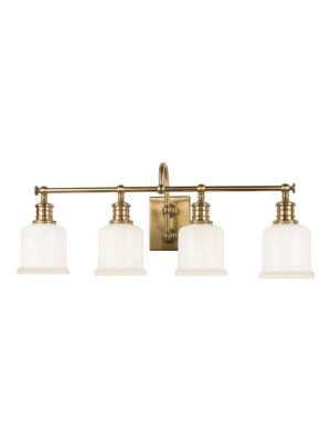 Hudson Valley Lighting Keswick 4-bulb Vanity Lamp - Aged Brass & Opal Glossy