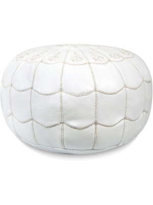 Arch Design Moroccan Pouf White