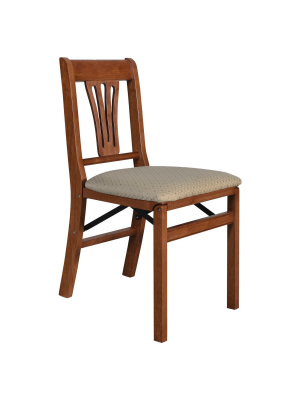 Set Of 2 Stakmore Folding Chair With Blush Seat - Brown