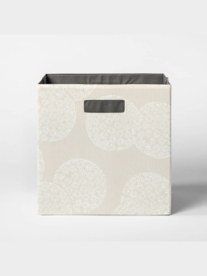 13" Fabric Cube Storage Bin Floral Pattern Beige - Threshold™