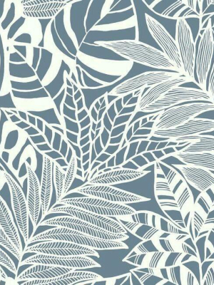 Jungle Leaves Wallpaper In Blue From The Silhouettes Collection By York Wallcoverings