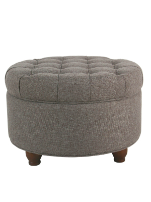 Homepop Large Tufted Round Storage Ottoman