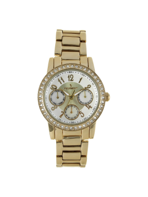 Women's Peugeot Silver Dial Multifunction Watch With Crystals From Swarovski - Gold