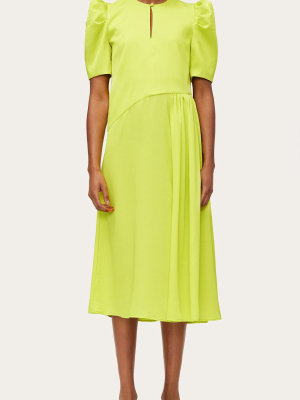 Kori Puffed Shoulder Midi Dress