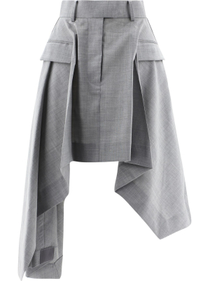 Sacai Asymmetrical Pleated Skirt