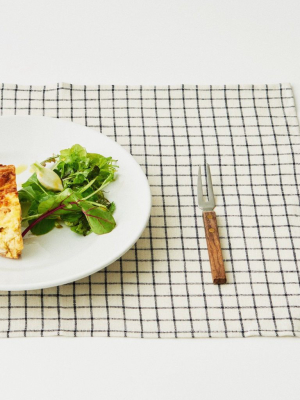 Japaense Linen Placemat, Ivory And Navy Grid