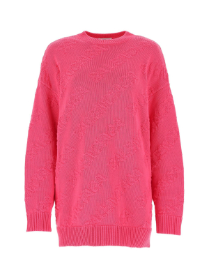 Balenciaga Allover Logo Jacquard Oversized Jumper