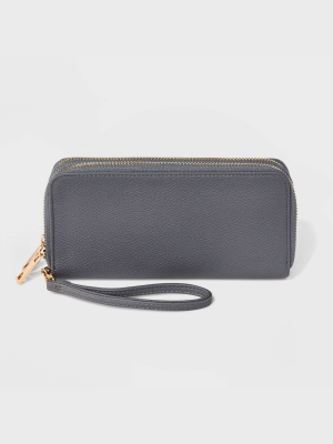 Women's Classic Double Zip Wallet - A New Day™ Gray