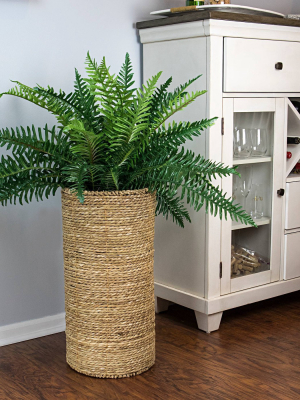 42" X 34" Artificial Deluxe River Fern Plant In Cylinder Basket - Lcg Florals