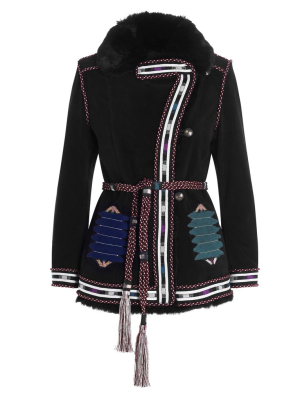 Etro Embroidered Tie Belt Jacket