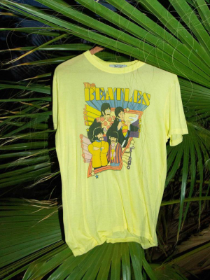 Women's The Beatles Neon Cartoon Vintage Tissue Tee