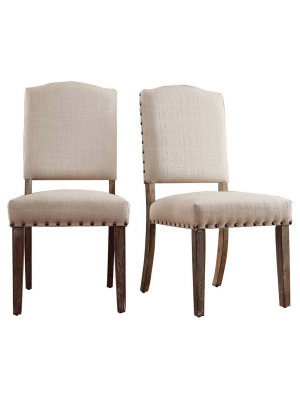 Set Of 2 Cobble Hill Nailhead Accent Dining Chair Wood - Inspire Q