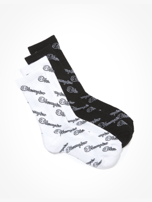 Champion Script Crew Socks 2-pack