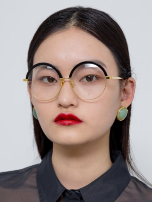 Annie Round Optical Frame In Black And Yellow Gold