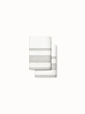 Percale Banded Stripe Pillowcase Set