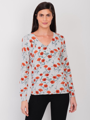 Diana Poppy Flower Print Sweater