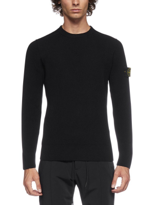 Stone Island Logo Patched Ribbed Jumper