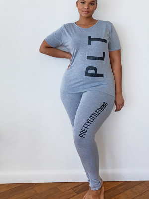 Prettylittlething Plus Grey Legging Pj Set