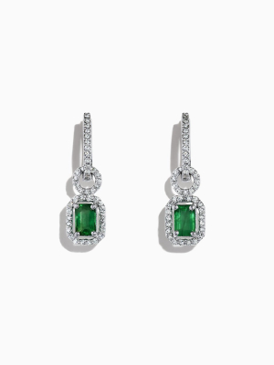 Effy Brasilica 14k White Gold Emerald And Diamond Drop Earrings, 1.47 Tcw