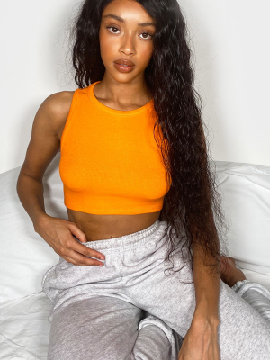 Orange Rib Cropped Vest