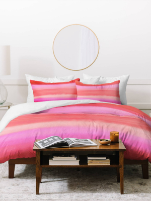 Amy Sia Ombre Watercolor Duvet Set Pink - Deny Designs