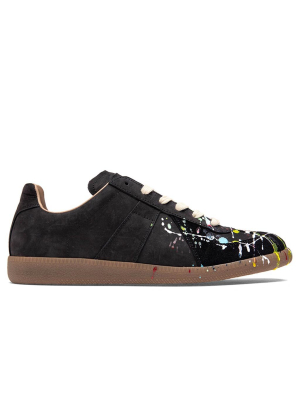 Maison Margiela Replica Low Top Suede Paint Drop - Black/multi