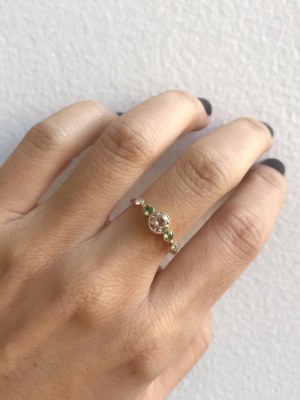 Morganite Green Sapphire Diamond Dew Ring